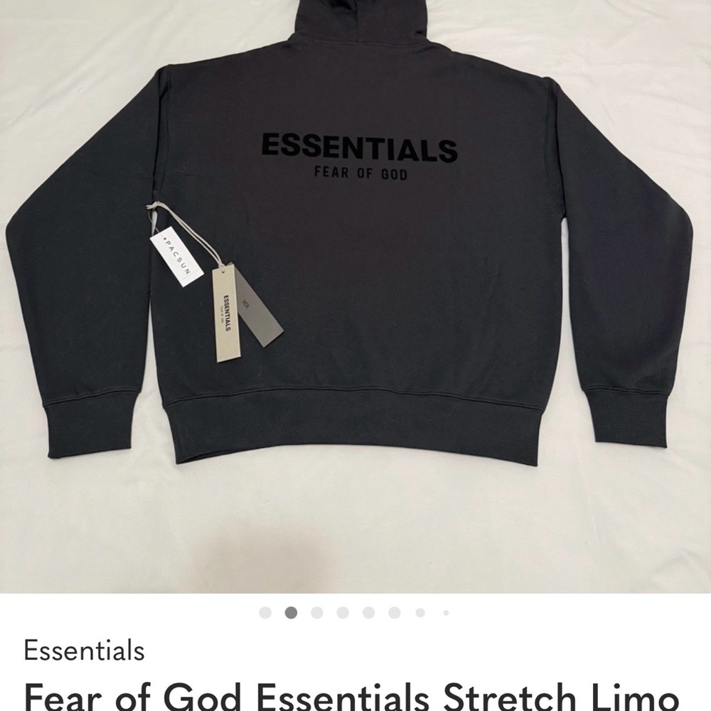 Fear of God ESSENTIALS Black Back-Logo Crewneck Hoodie - Picture 3 of 3